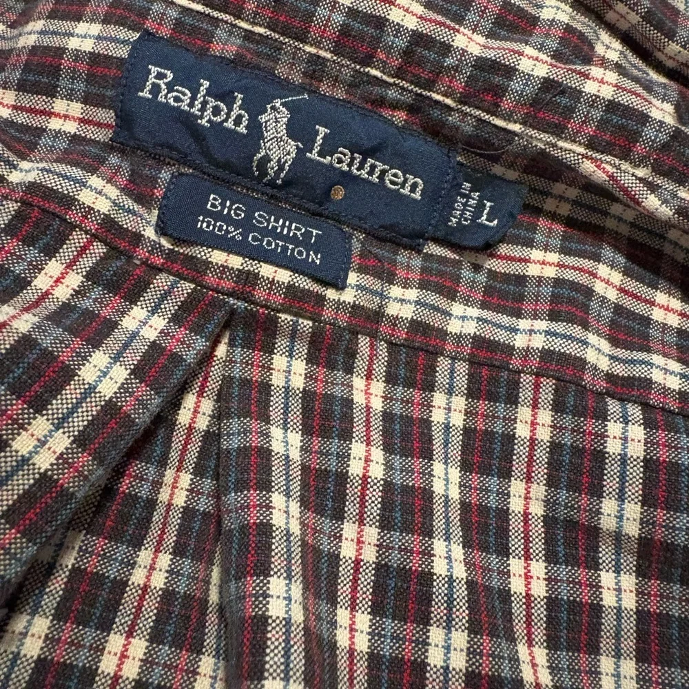 Ralph Lauren Big‎ Shirt Plaid Button Down Men’s Large Cotton Long Sleeve (0949)